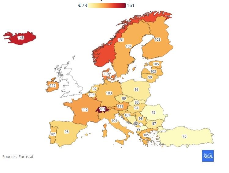 Τιμές τροφίμων στην Ευρώπη: Ποιες χώρες είναι οι πιο ακριβές και πού κατατάσσεται η Ελλάδα 2 Τιμές τροφίμων στην Ευρώπη: Ποιες χώρες είναι οι πιο ακριβές και πού κατατάσσεται η Ελλάδα