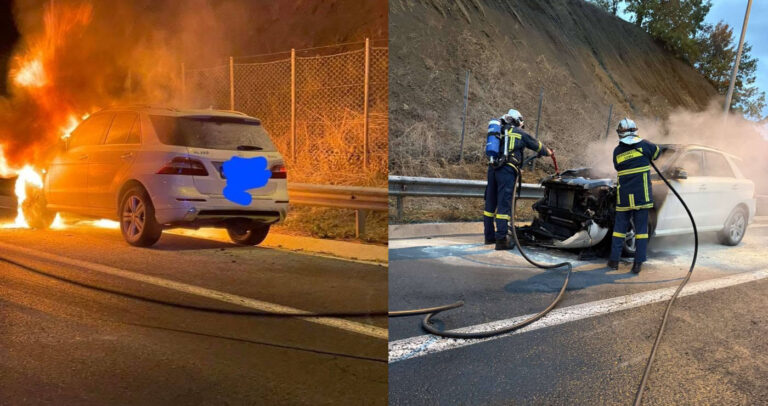 Φωτιά σε όχημα στην Εγνατία Οδό, μετά τη γέφυρα του Βενέτικου