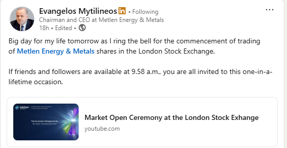 Metlen: Αλλαγή σελίδας – Το ιστορικό ντεμπούτο στο LSE 1 Metlen: Αλλαγή σελίδας – Το ιστορικό ντεμπούτο στο LSE