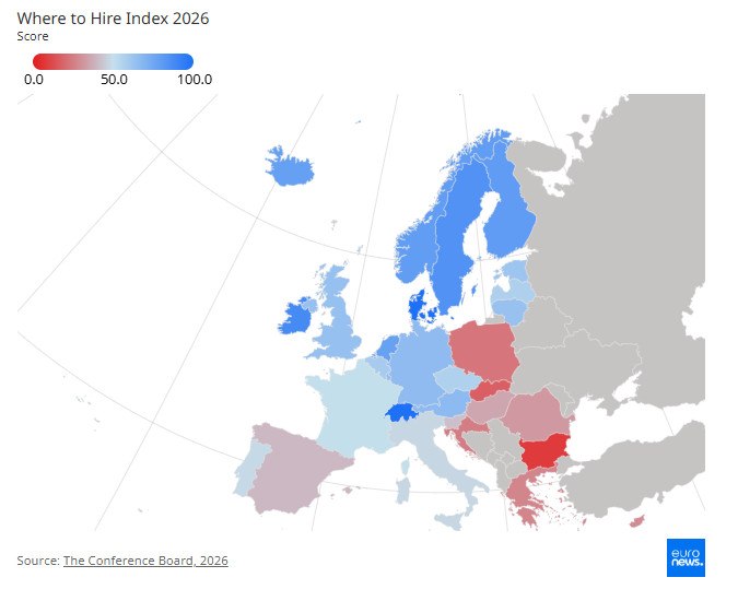Οι καλύτερες και χειρότερες χώρες στην Ευρώπη για εταιρείες που θέλουν να προσλάβουν προσωπικό 1 Οι καλύτερες και χειρότερες χώρες στην Ευρώπη για εταιρείες που θέλουν να προσλάβουν προσωπικό